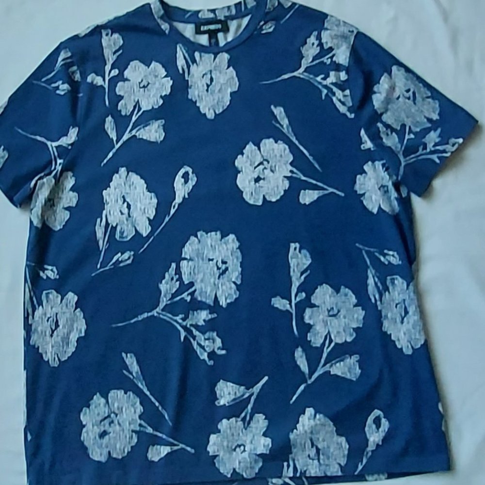 Express, XL, blue and white, short sleeve t-shirt